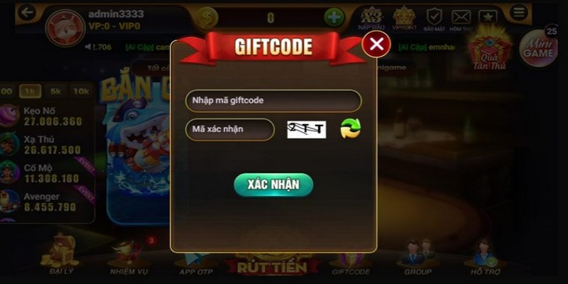 Nhap giftcode de nhan duoc nhieu phan qua hap dan