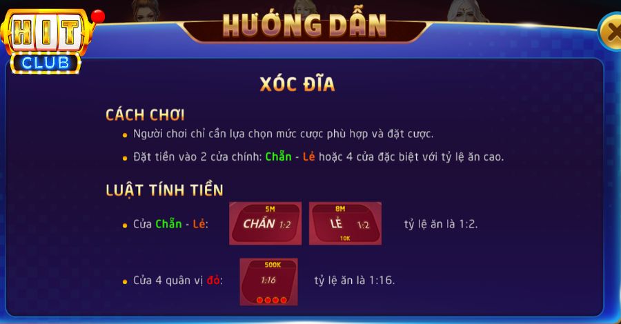 Tỷ lệ đổi thưởng game xóc đĩa tại nhà cái Hitclub