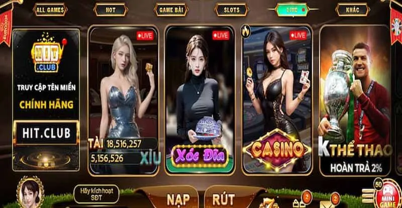 Chế độ chơi trực tiếp Live Casino Hit club